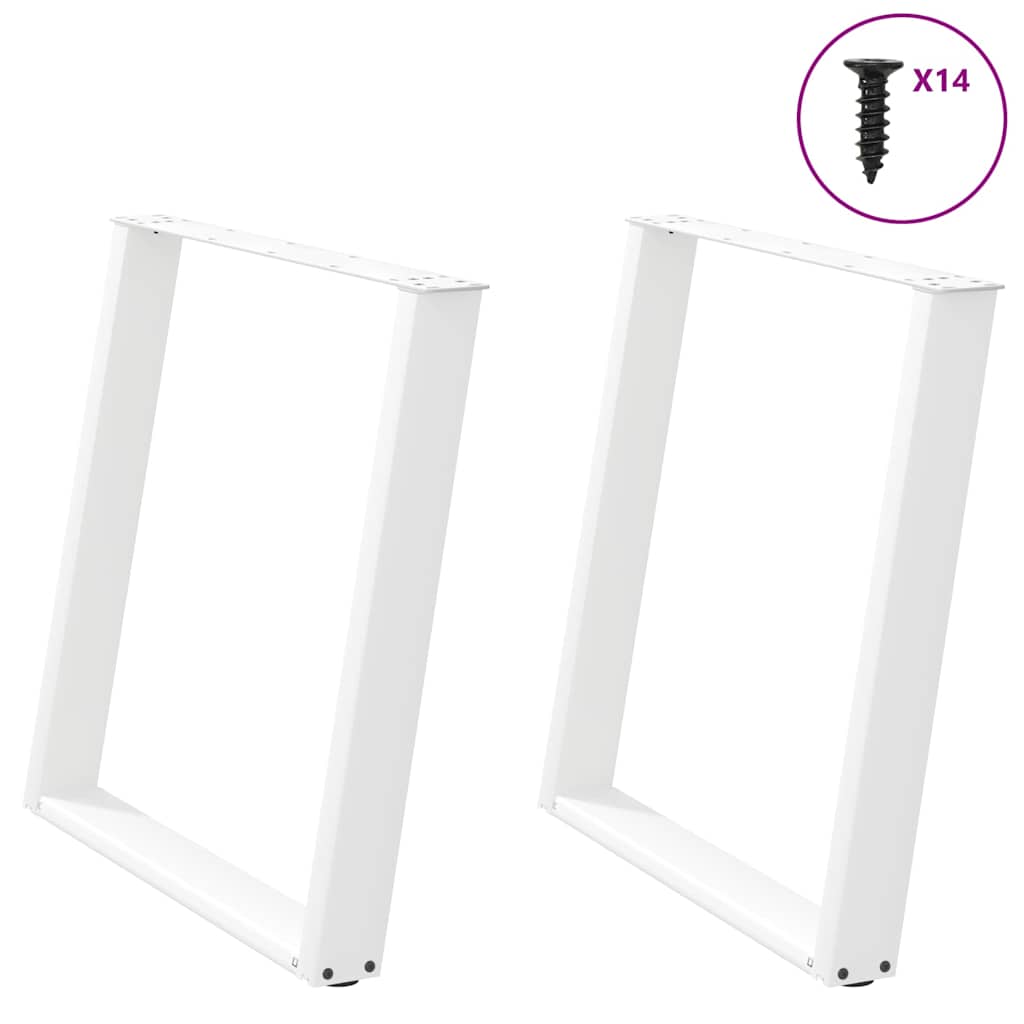 Pés de mesa de jantar em forma de u, 2 peças, branco, 70 x (72-73) cm, aço