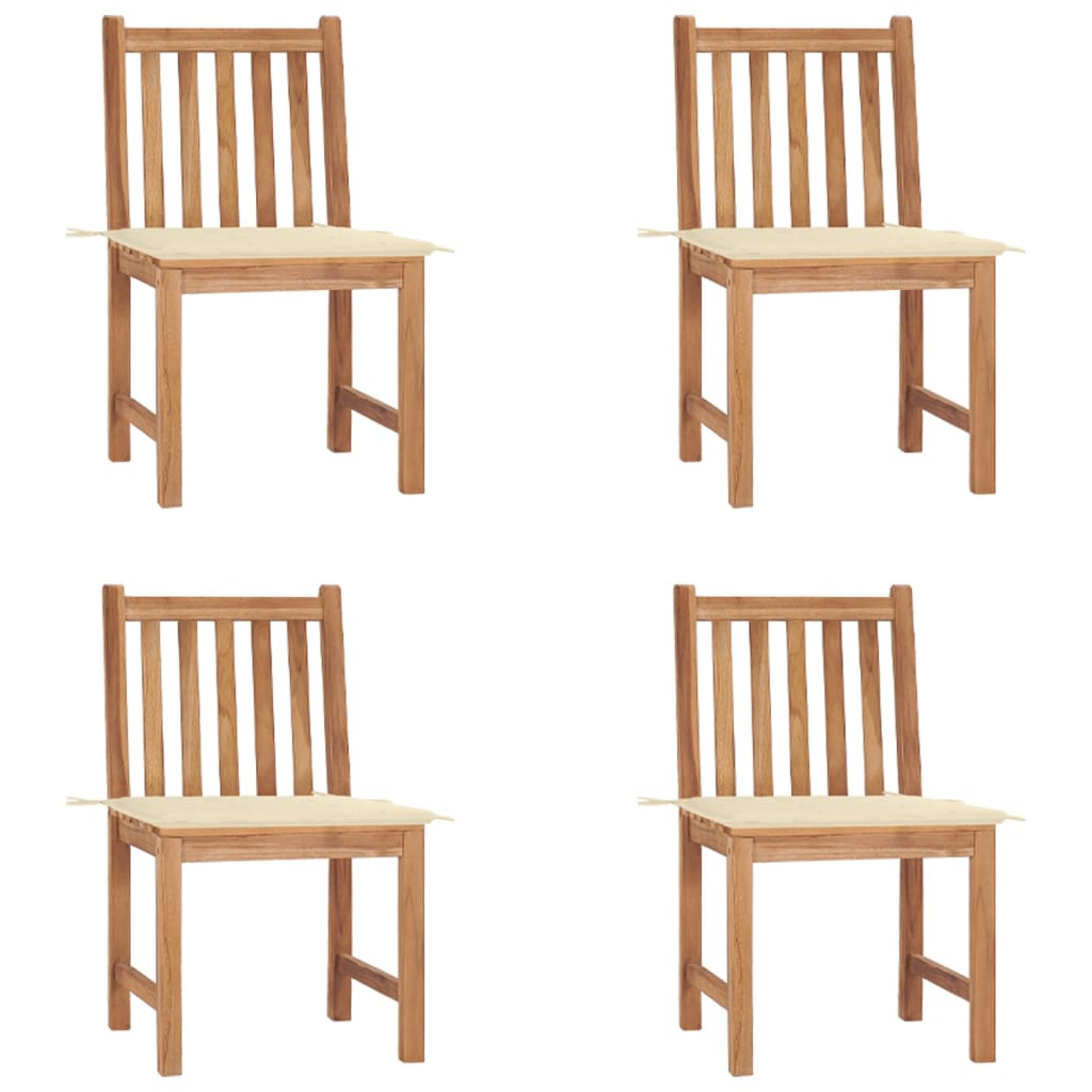 Cadeiras de jardim c/ almofadões 4 pcs madeira de teca maciça