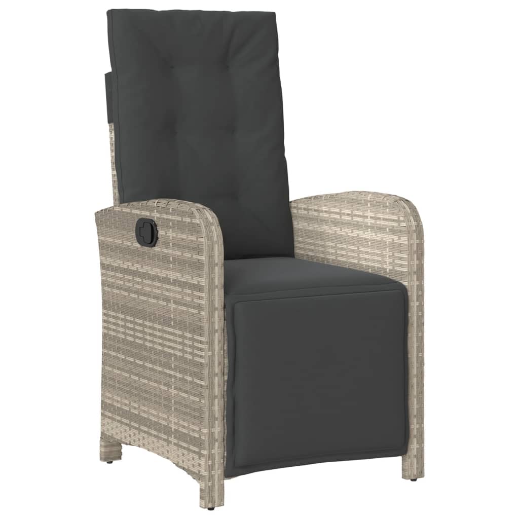 3 Pcs conjunto bistrô com almofadões vime PE cinzento claro