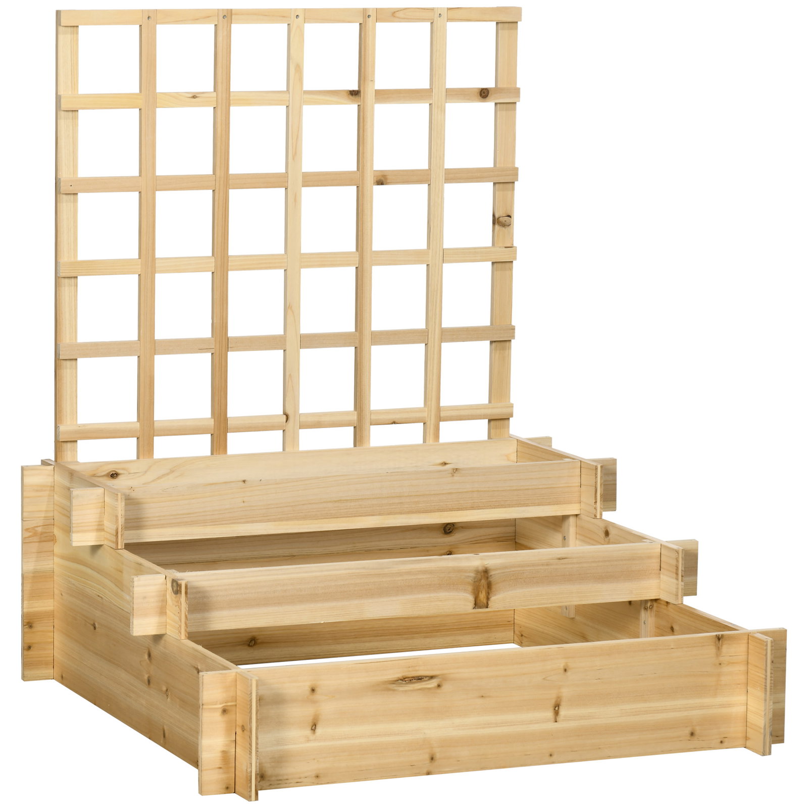Floreira de 3 níveis com treliça hortal vertical com tecido não tecido para cultivos de verduras flores 95x95x110 cm madeira