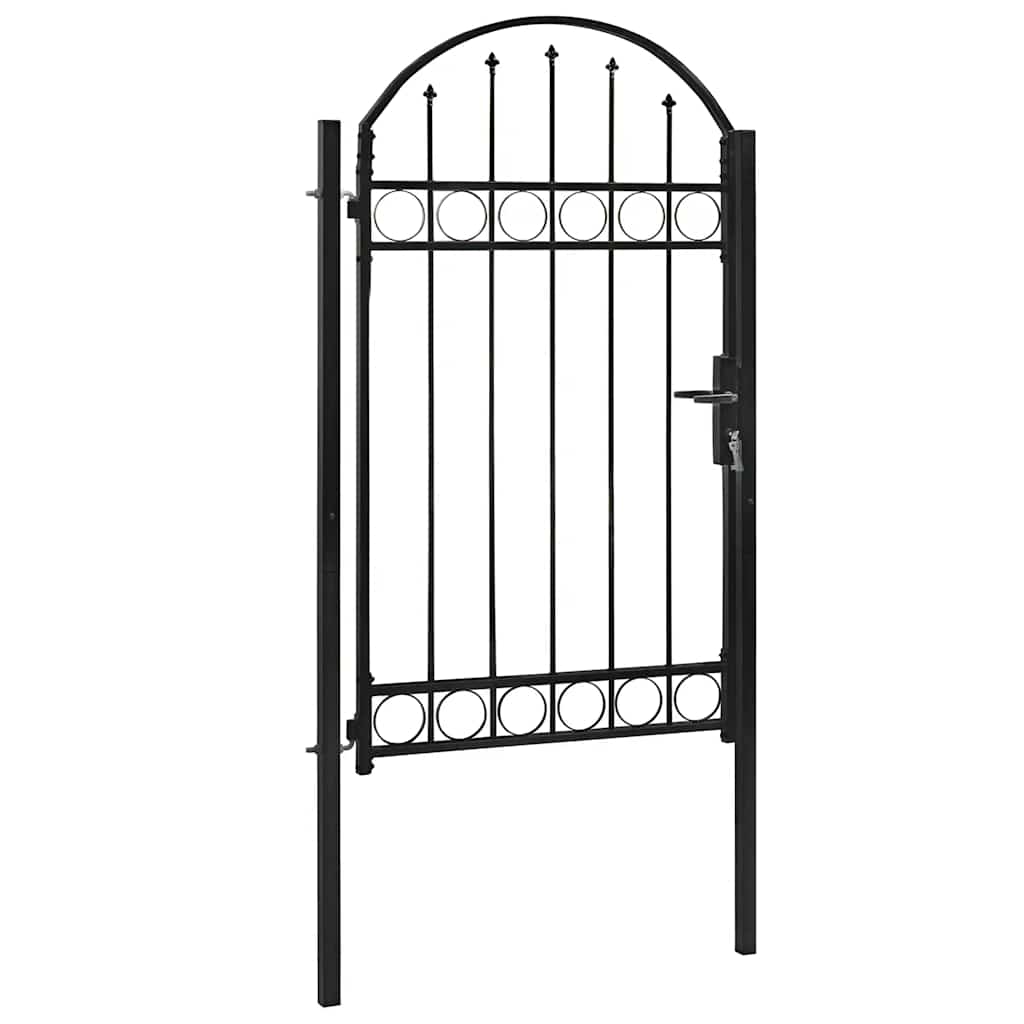 Portão de cerca assen com topo arqueado, aço, 102x175 cm, preto