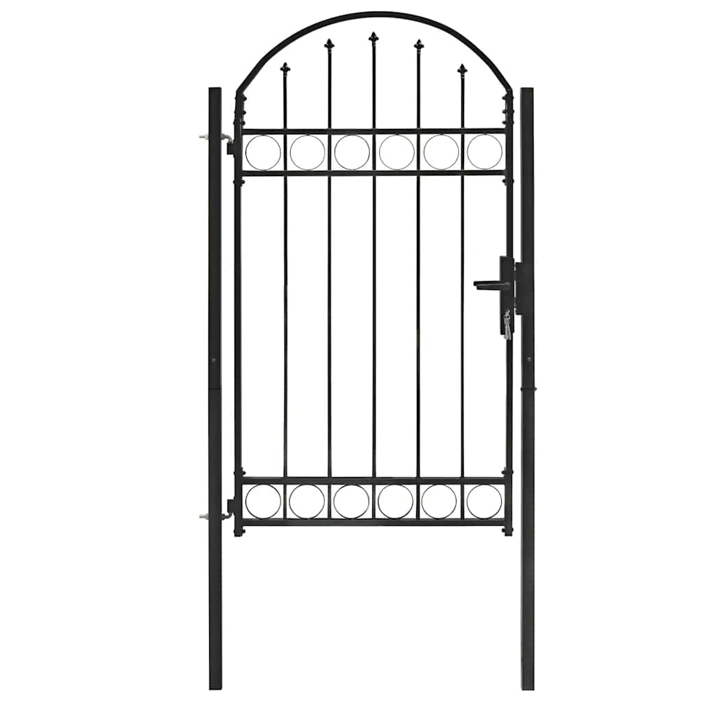 Portão de cerca assen com topo arqueado, aço, 102x175 cm, preto