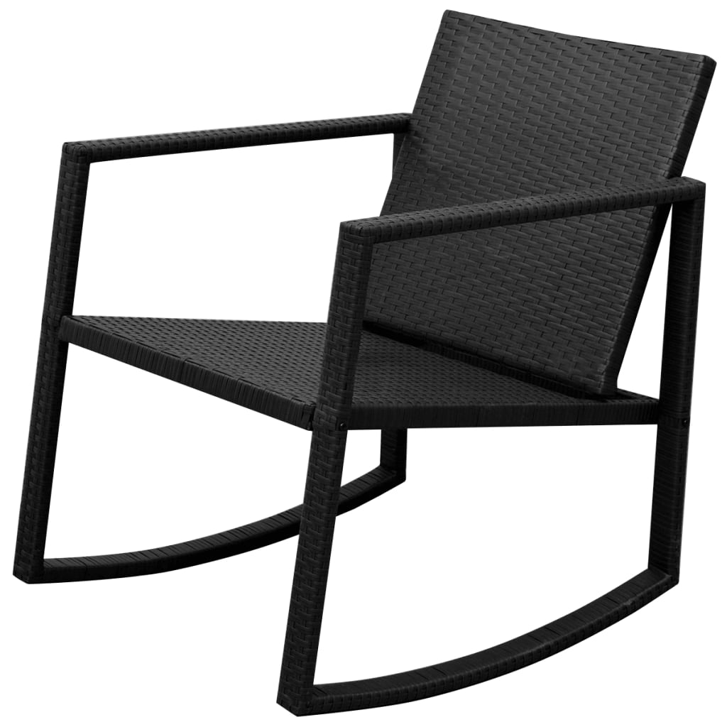 3 Pcs conjunto bistrô vime PE preto