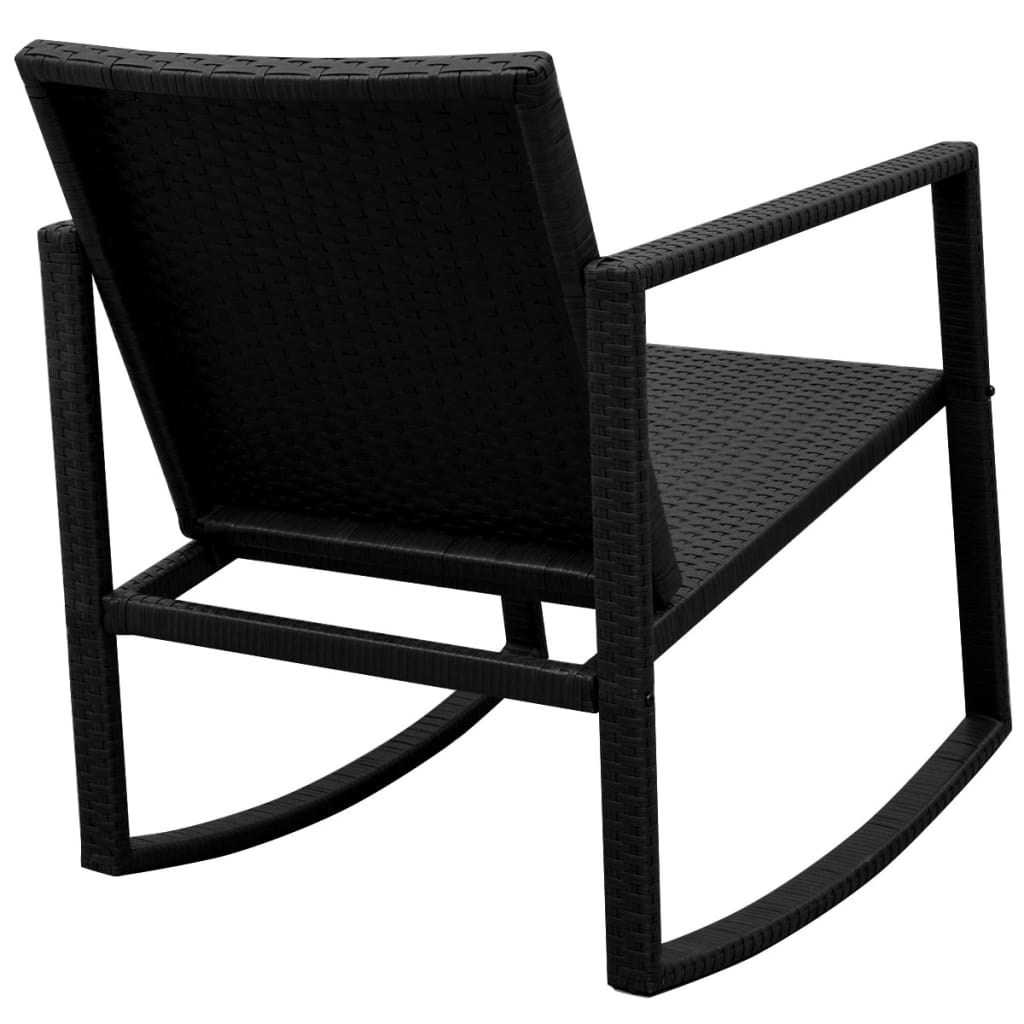 3 Pcs conjunto bistrô vime PE preto