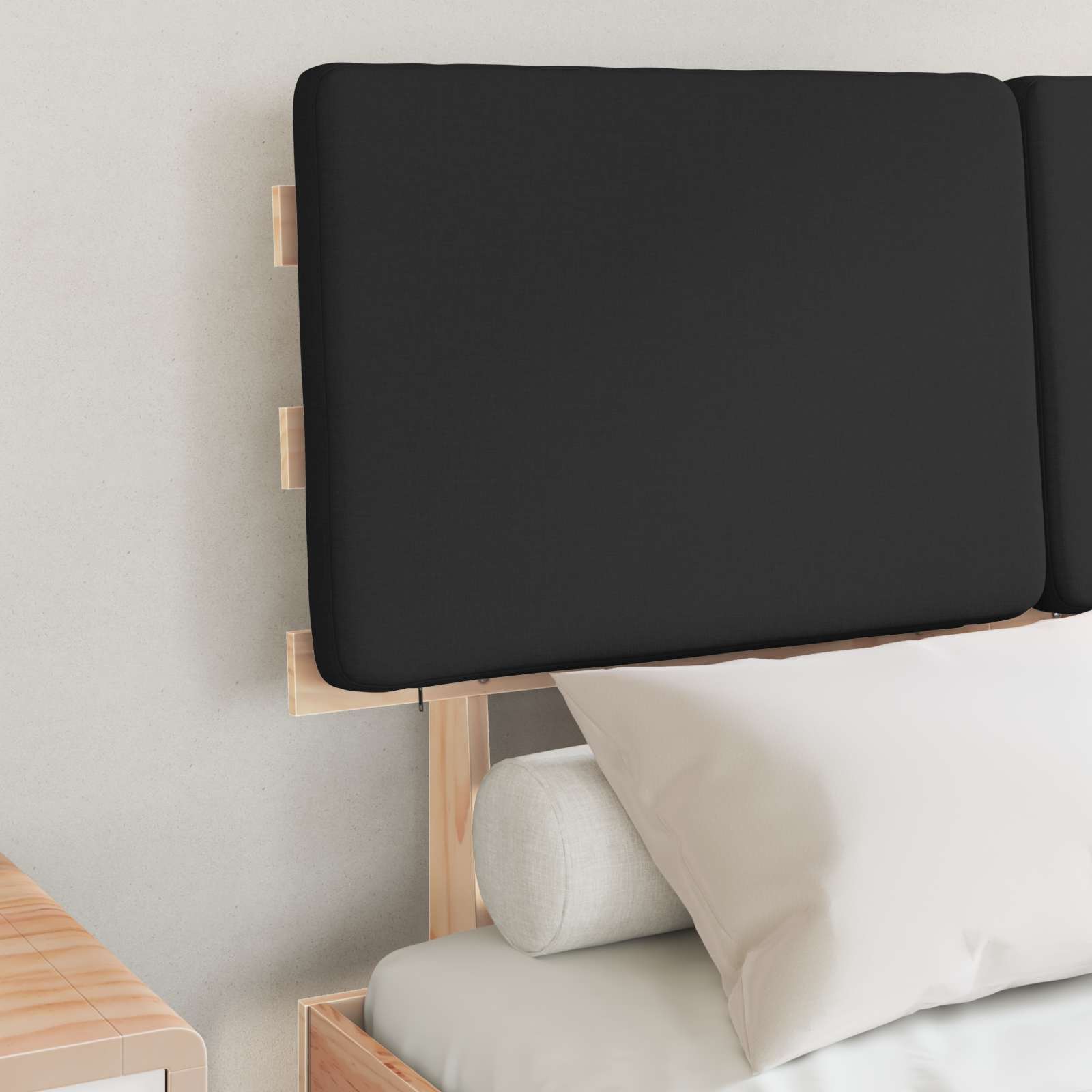 Estrutura de cama com cabeceira estofada preto 120 x 200 cm