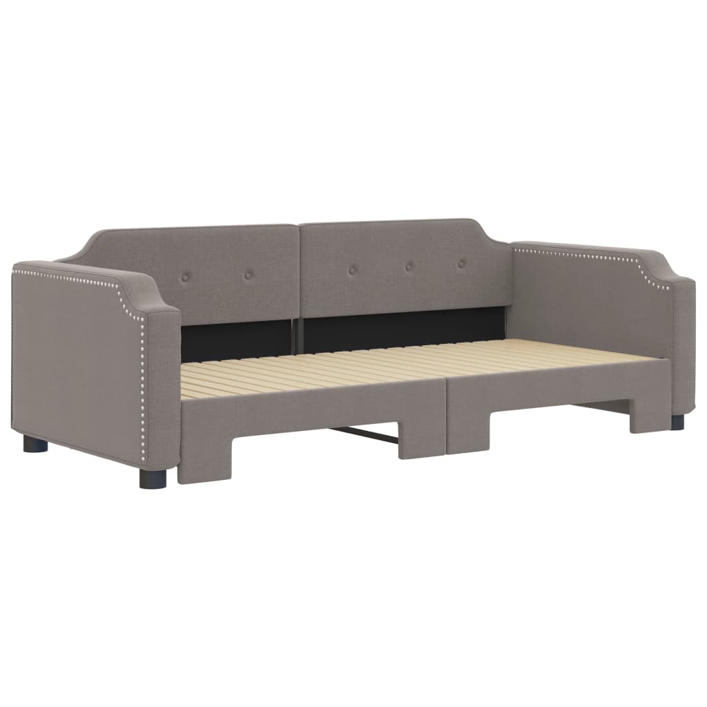 Sofá-cama com gavetão 90x200 cm tecido cinzento-acastanhado
