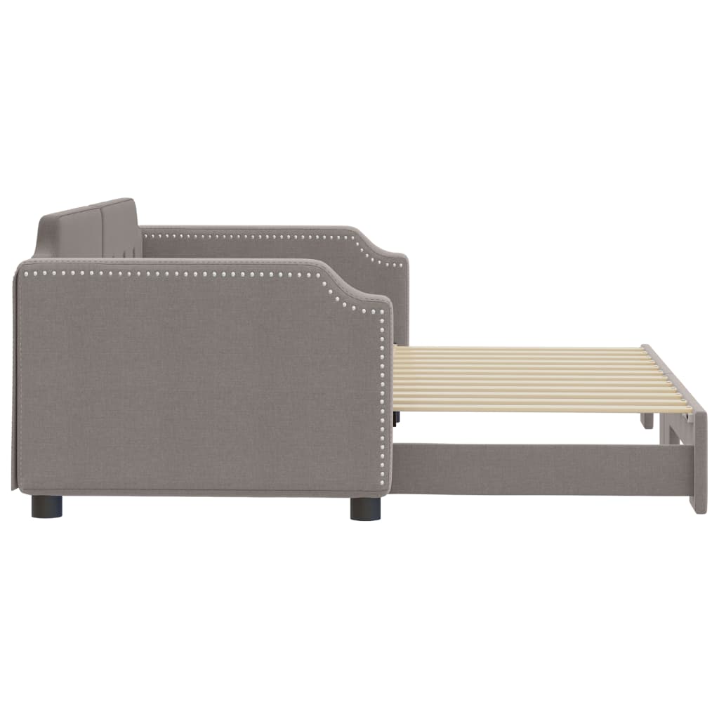 Sofá-cama com gavetão 90x200 cm tecido cinzento-acastanhado