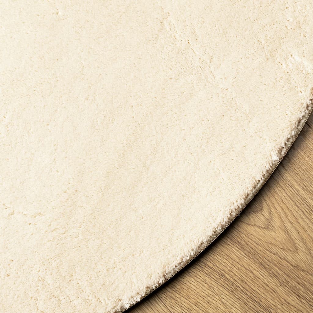 Tapete pelo curto macio e lavável huarte ø 80 cm cor creme