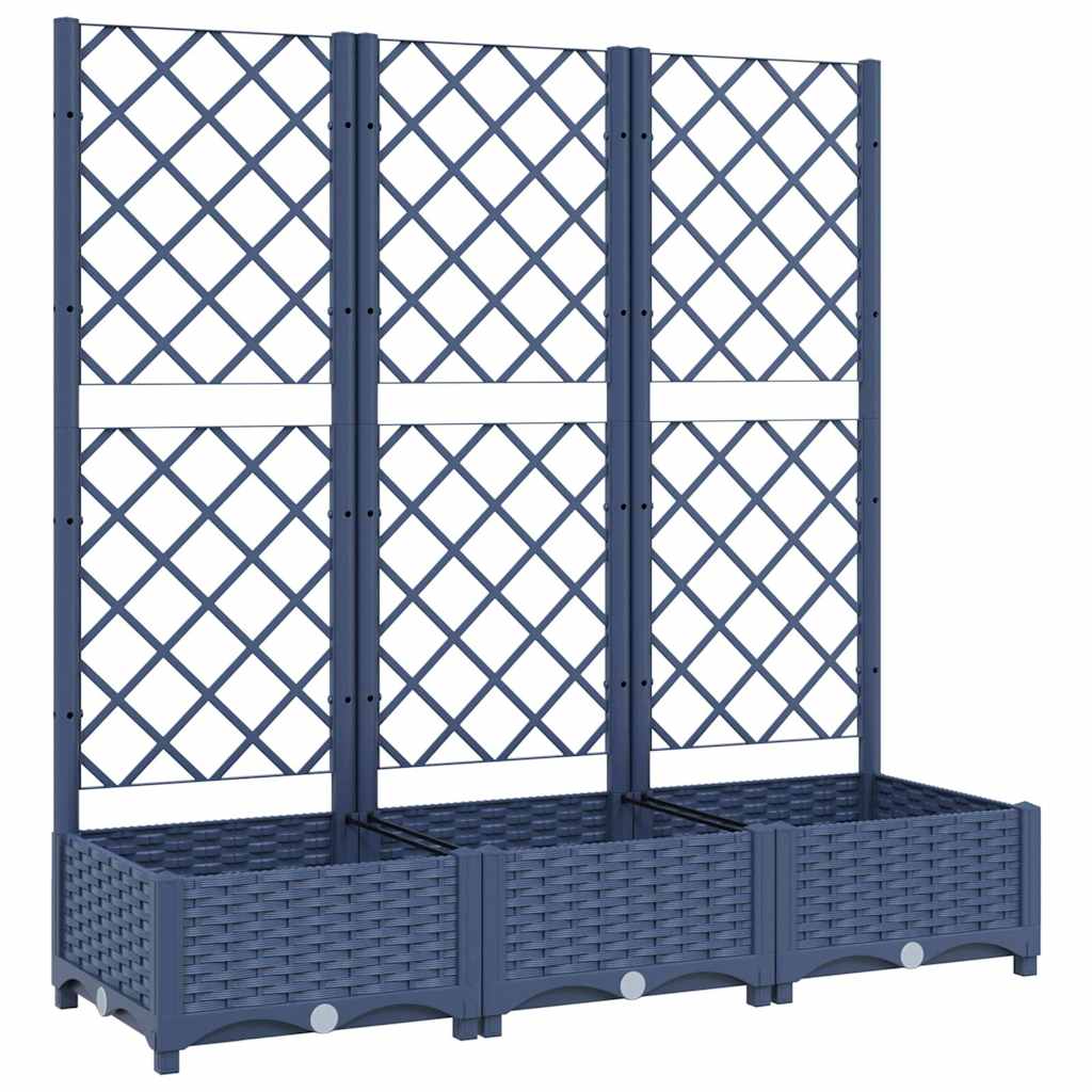 Vaso/floreira jardim c/ treliça 120x40x121,5 cm PP cinzento azul
