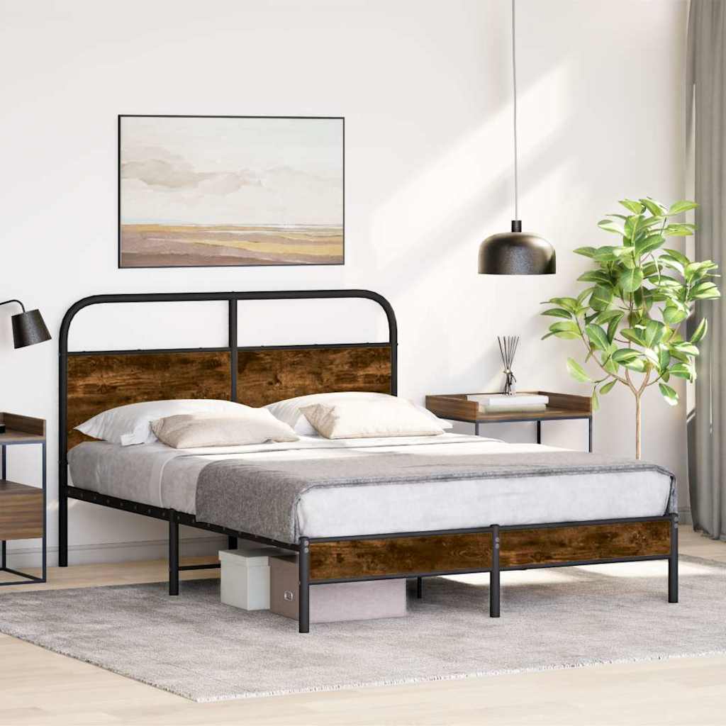 Estrutura cama s/ colchão derivados de madeira carvalho fumado