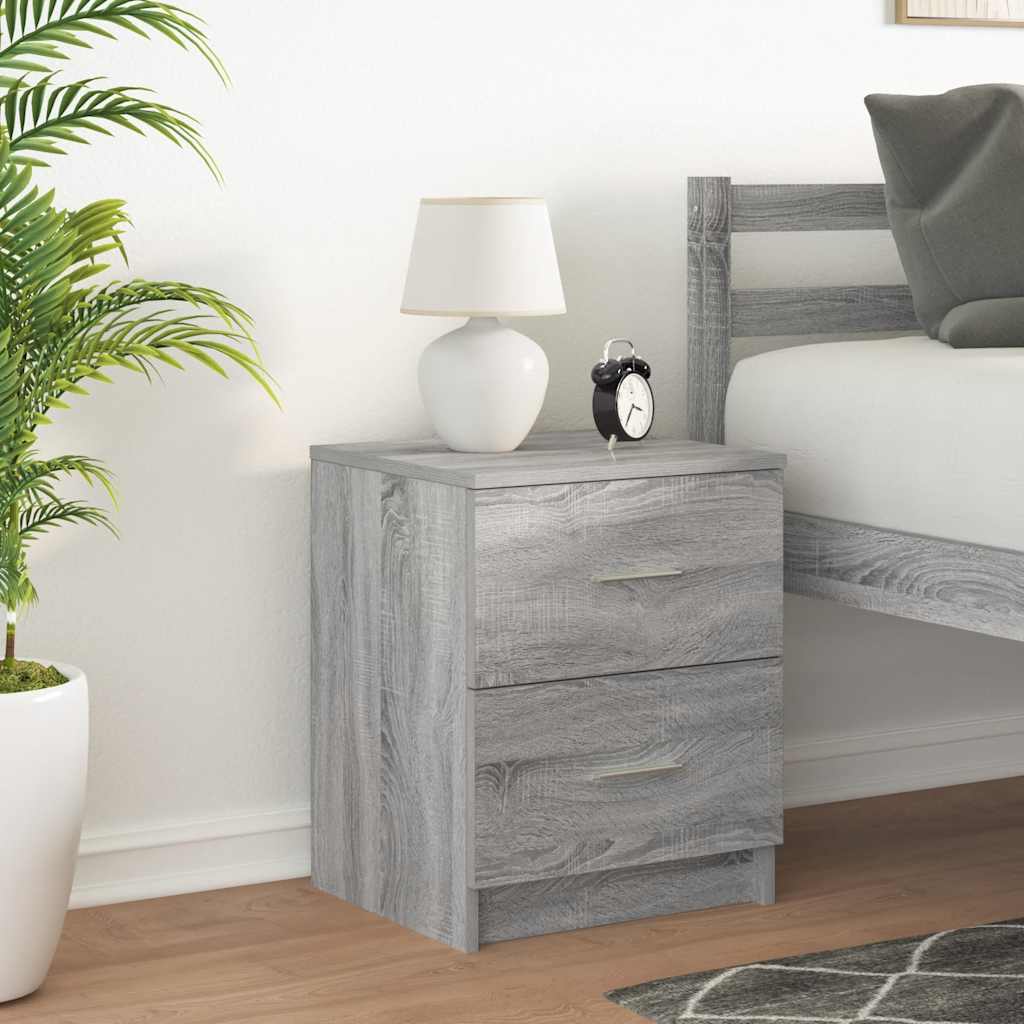 Mesa de cabeceira com 2 gavetas 40x36x50 cm cinzento sonoma