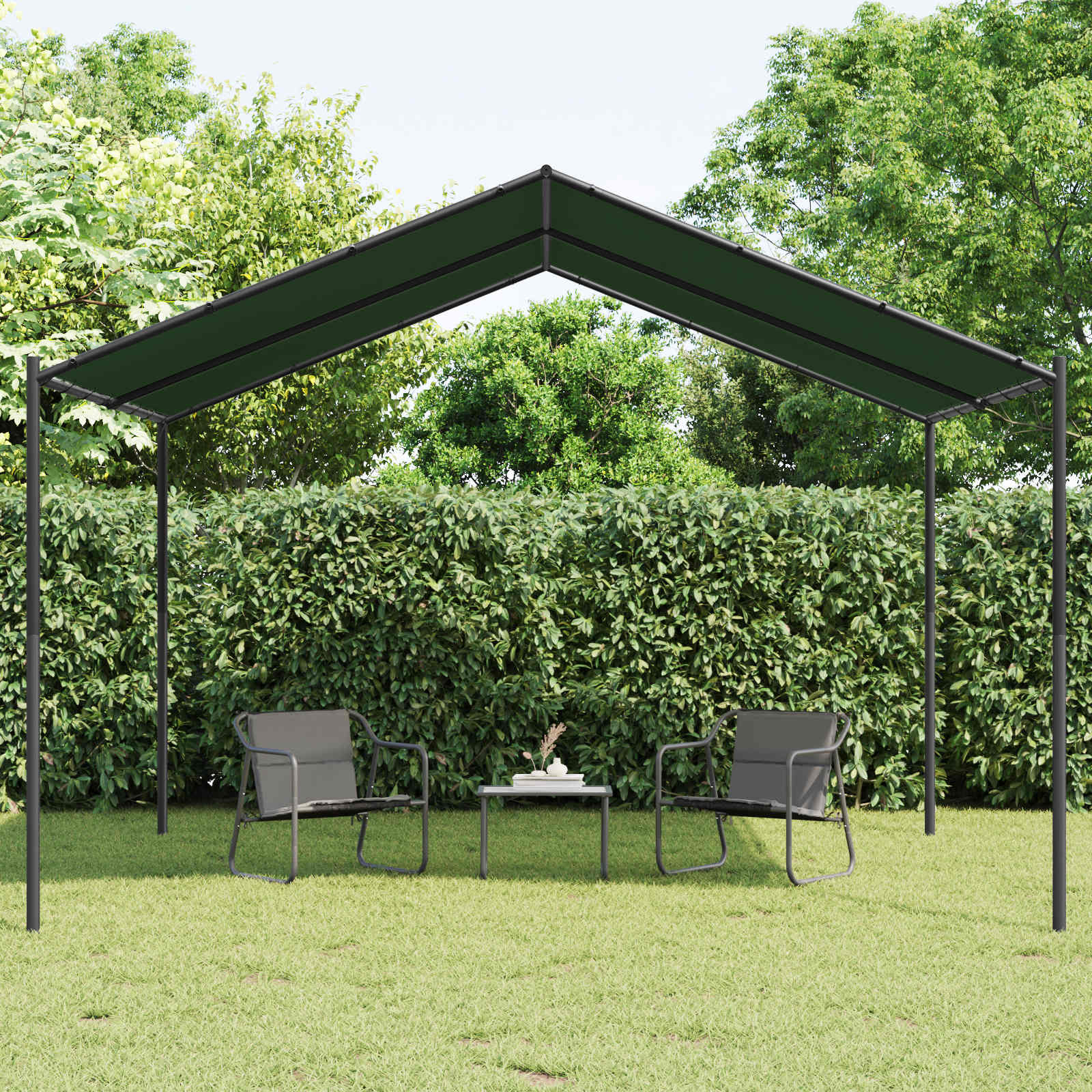 Gazebo 4 x 4 x 2,6 m cinzento-acastanhado poliéster e aço
