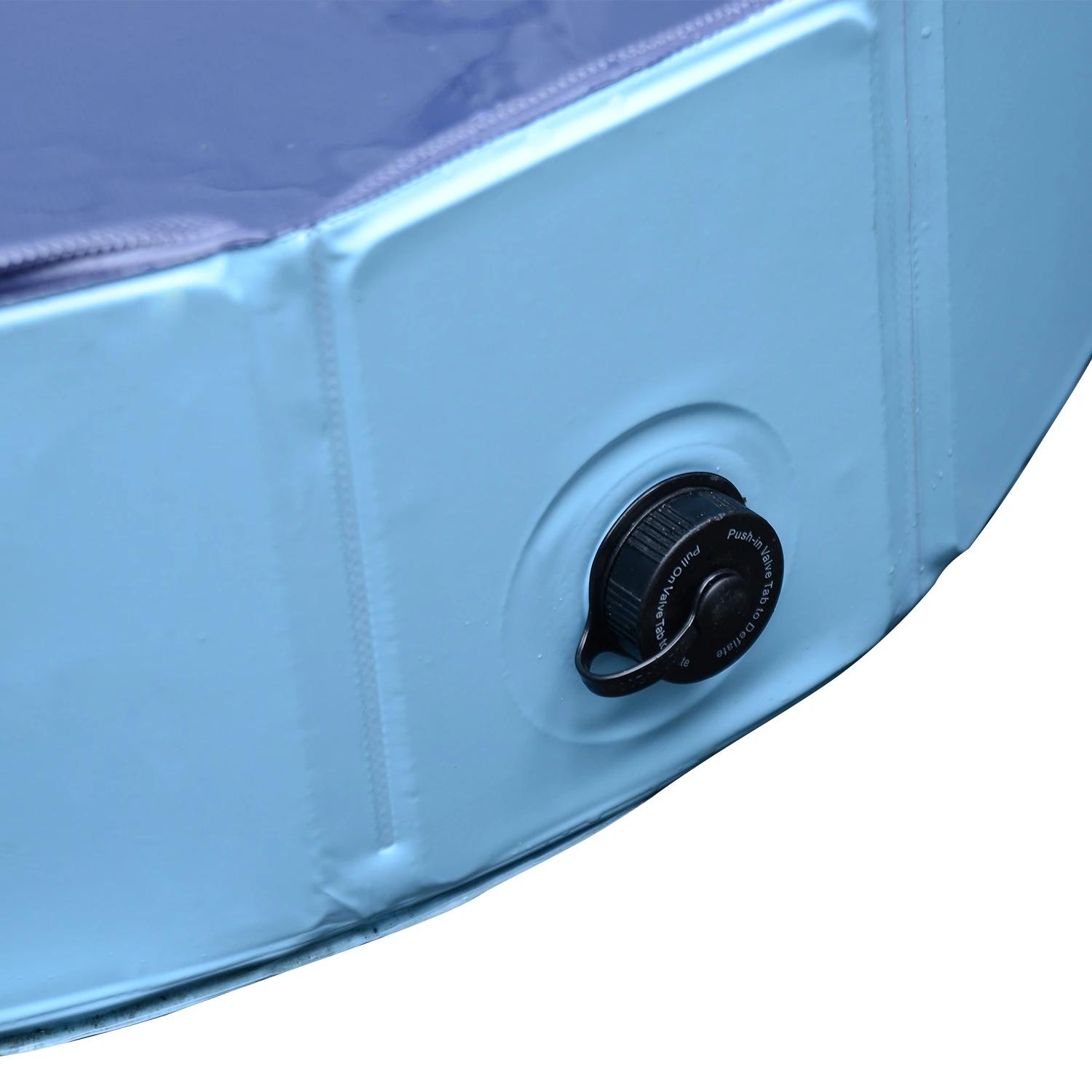 Piscina dobrável para cães ø80x20 cm banheira portátil para animais de estimação antiderrapante PVC multiusos cor azul