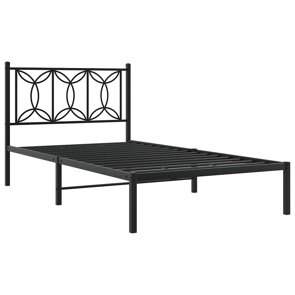 Estrutura de cama com cabeceira 100x200 cm metal preto
