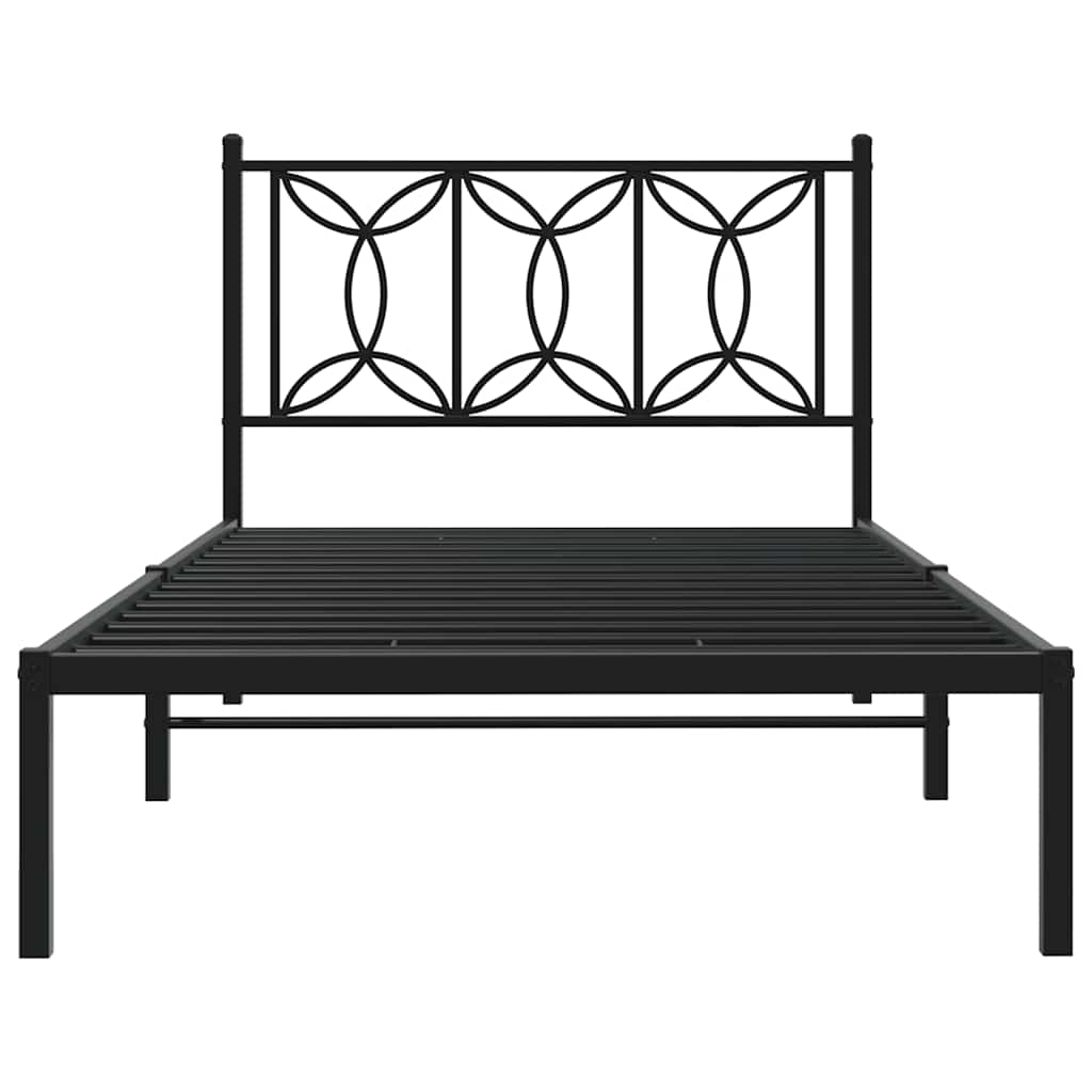 Estrutura de cama com cabeceira 100x200 cm metal preto