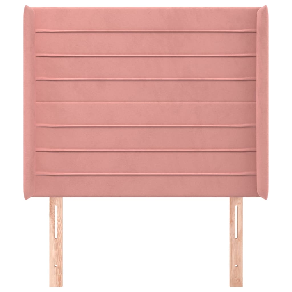 Cabeceira de cama c/ abas veludo 93x16x118/128 cm rosa
