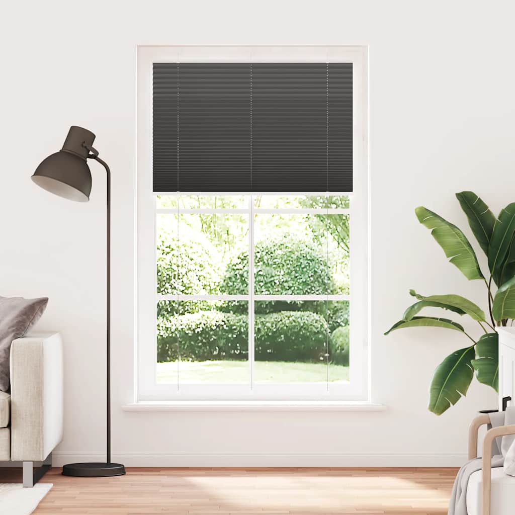 Preto plissada cega 115x200 cm largura tecido 114,4cm poliéster