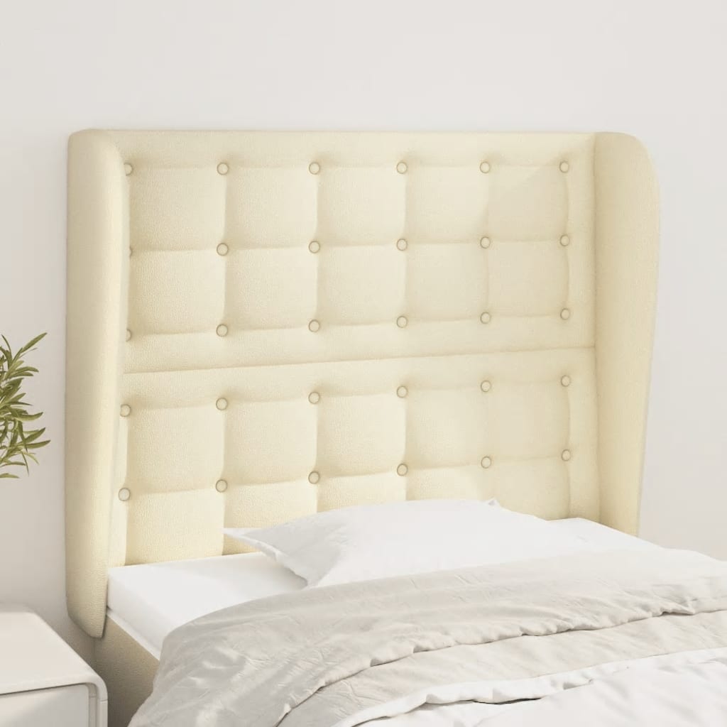 Cabeceira cama c/ abas couro artificial 103x23x118/128 cm creme