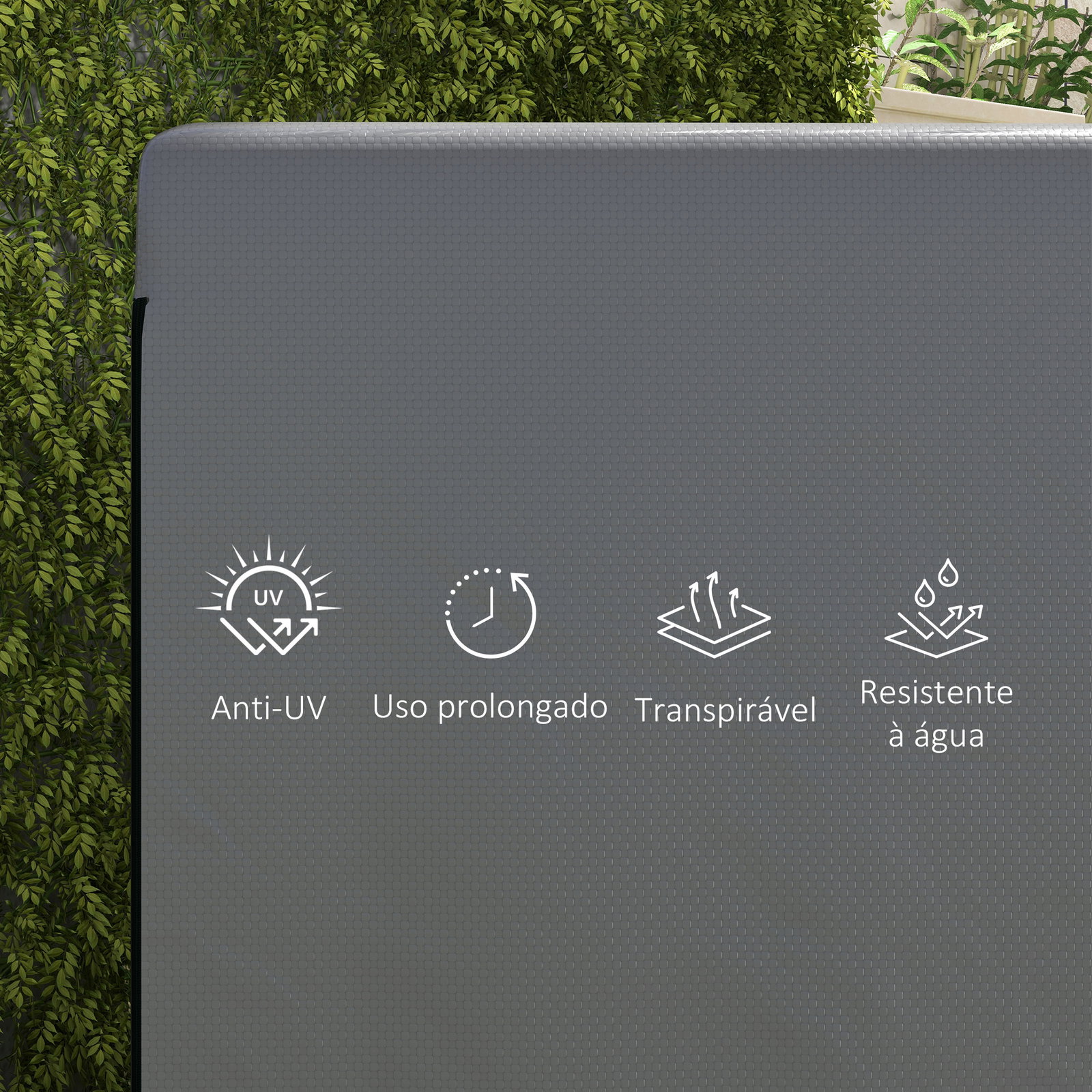 Capa protetora para baloiço de jardim de 3 lugares 215x155x150 cm impermeável com fecho de correr cinza escuro