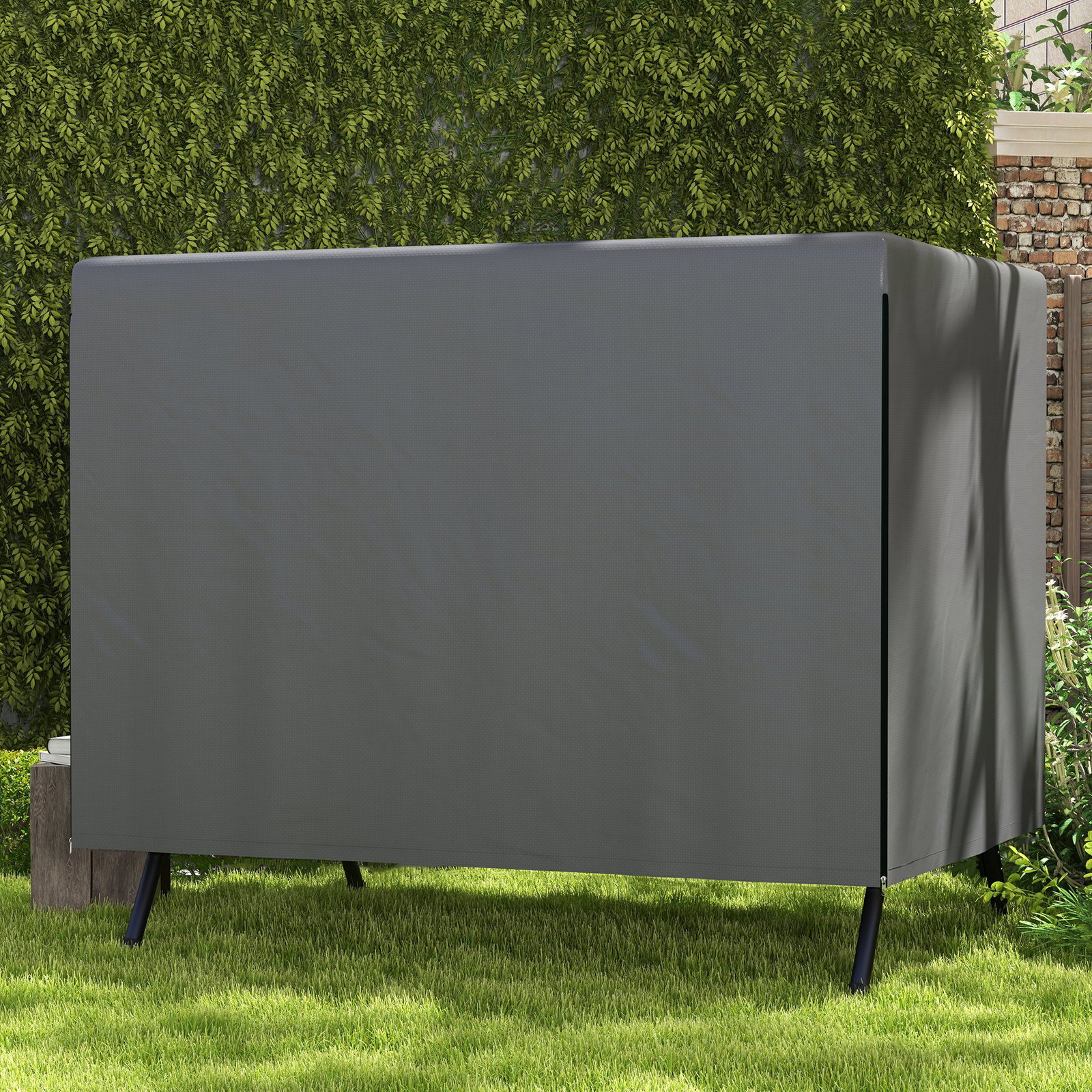 Capa protetora para baloiço de jardim de 3 lugares 215x155x150 cm impermeável com fecho de correr cinza escuro
