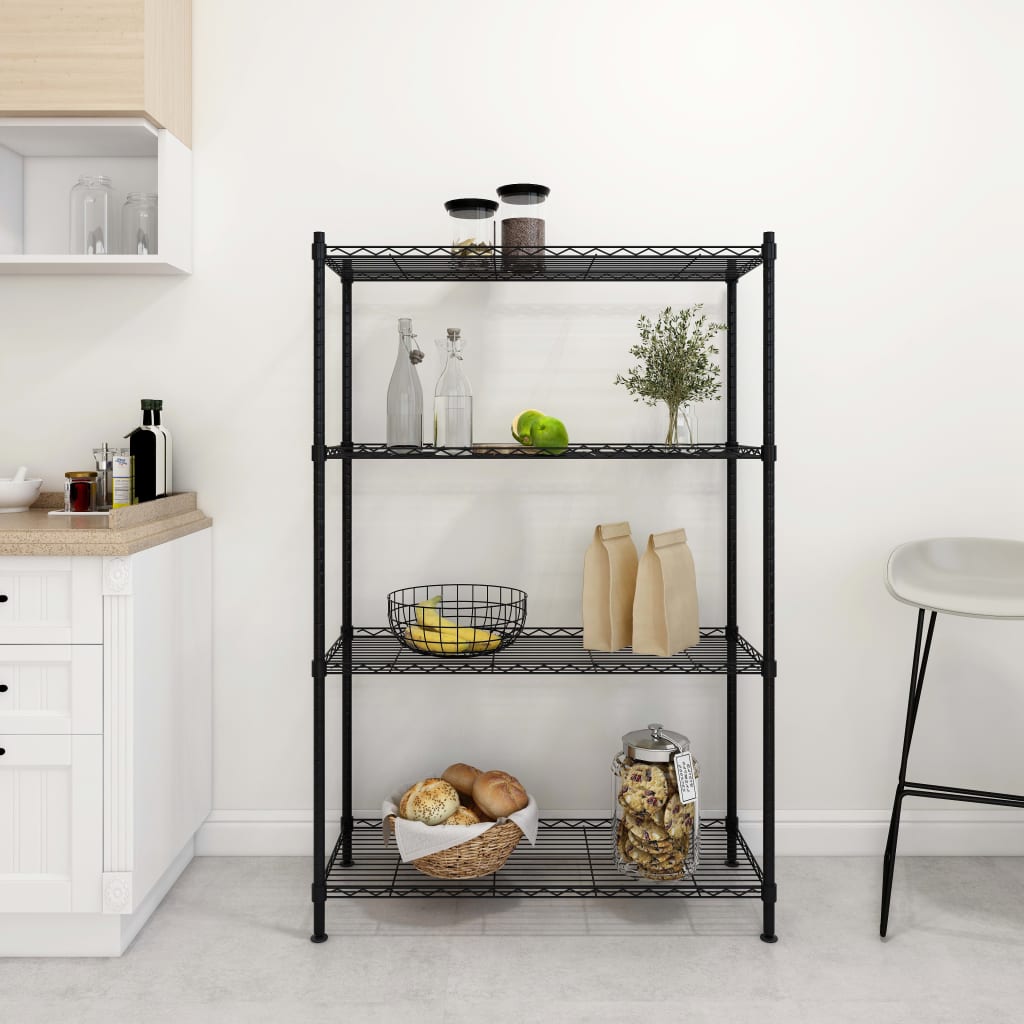 Unidade 4 prateleiras 90x35x137 cm 200 kg preto