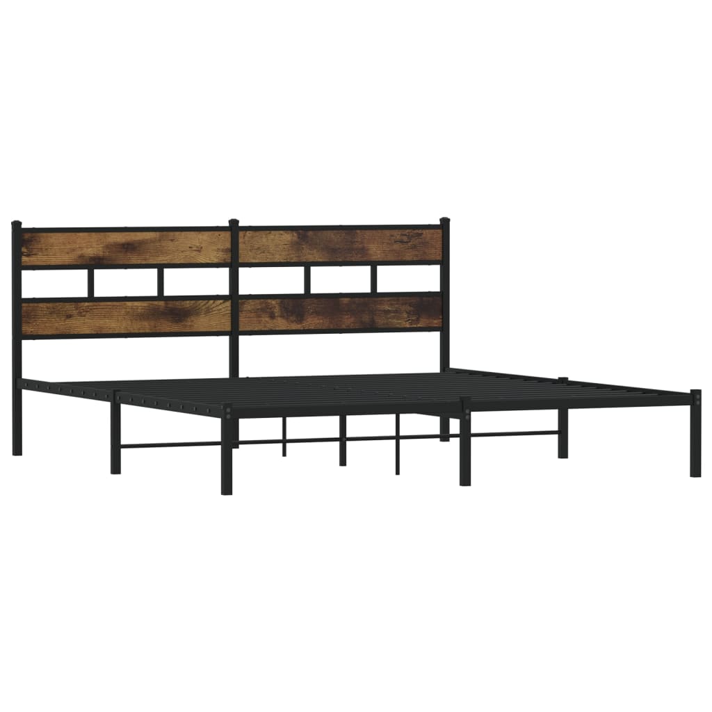 Estrutura de cama sem colchão 180x200cm metal carvalho fumado