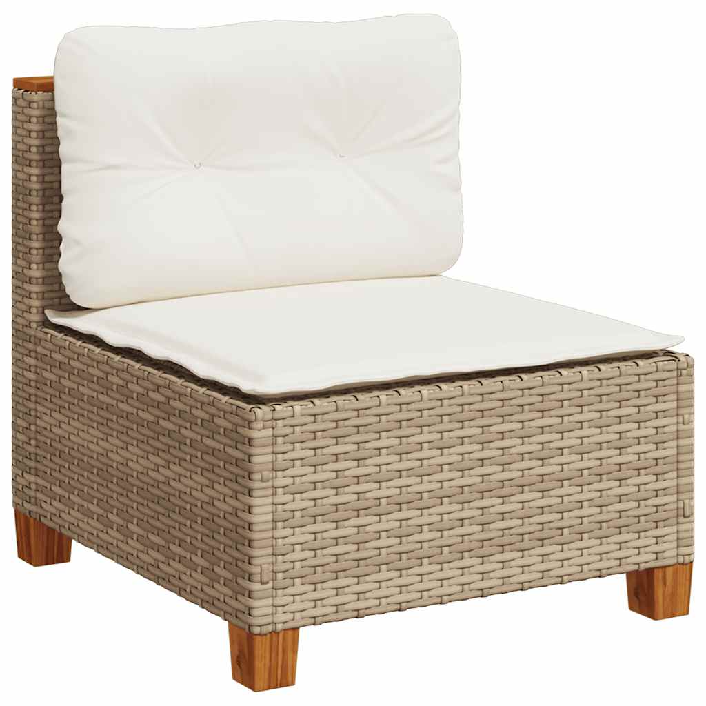 11 Pcs conjunto sofás de jardim c/ almofadões vime PE bege