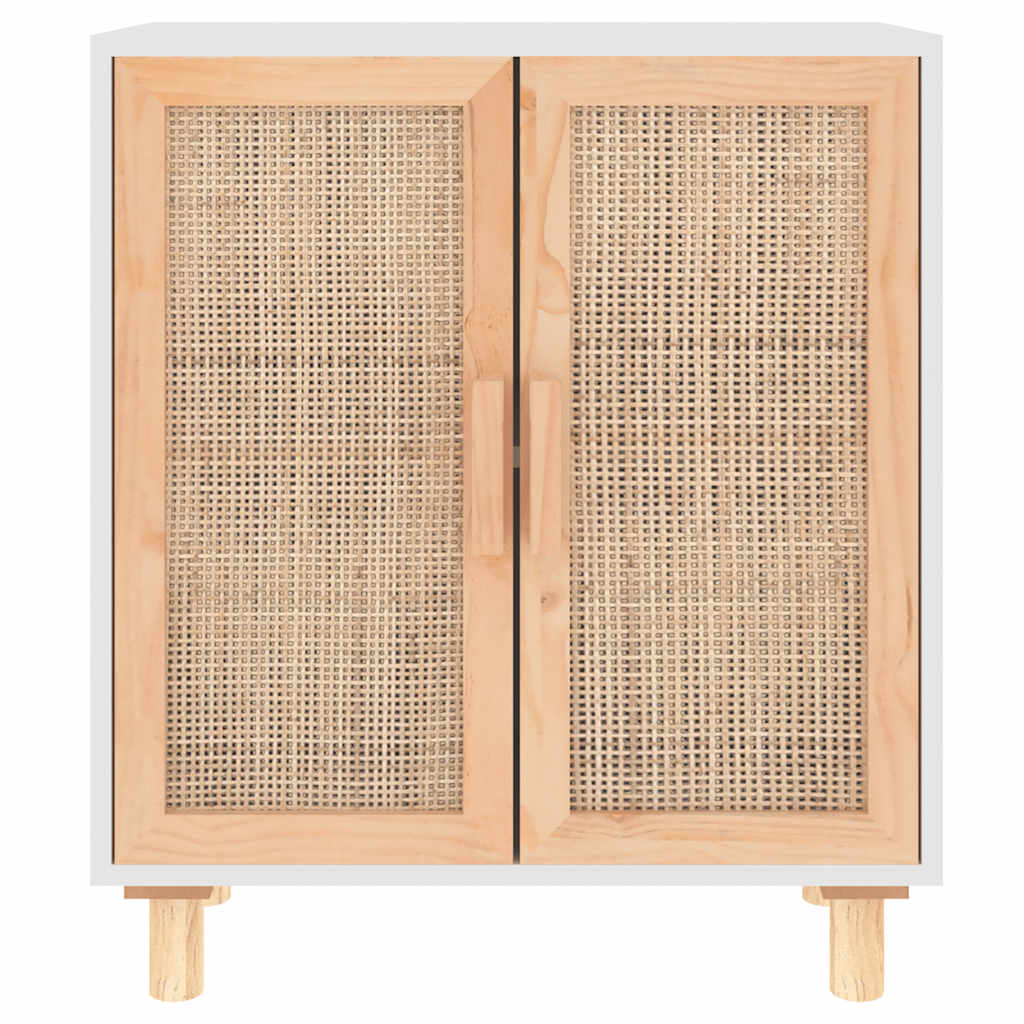 Aparador 60x30x70 cm madeira pinho maciça/vime natural branco