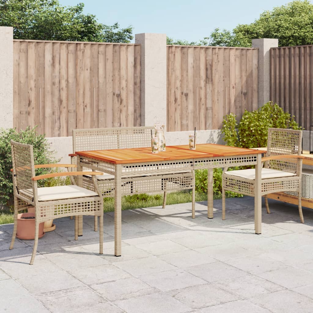 5 Pcs conjunto de jantar p/ jardim com almofadões vime PE bege
