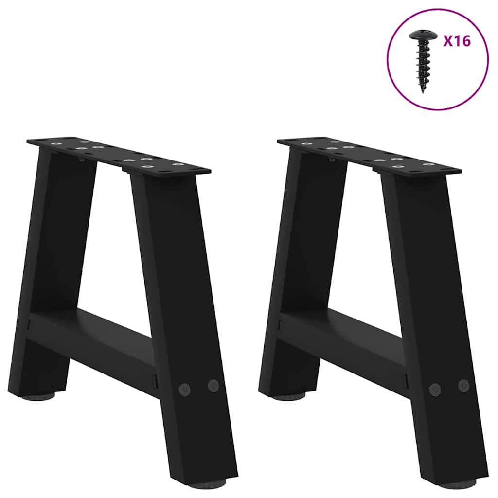 Pés para mesa de centro em formato a, 2 peças, preto, 30x(30-31) cm, aço