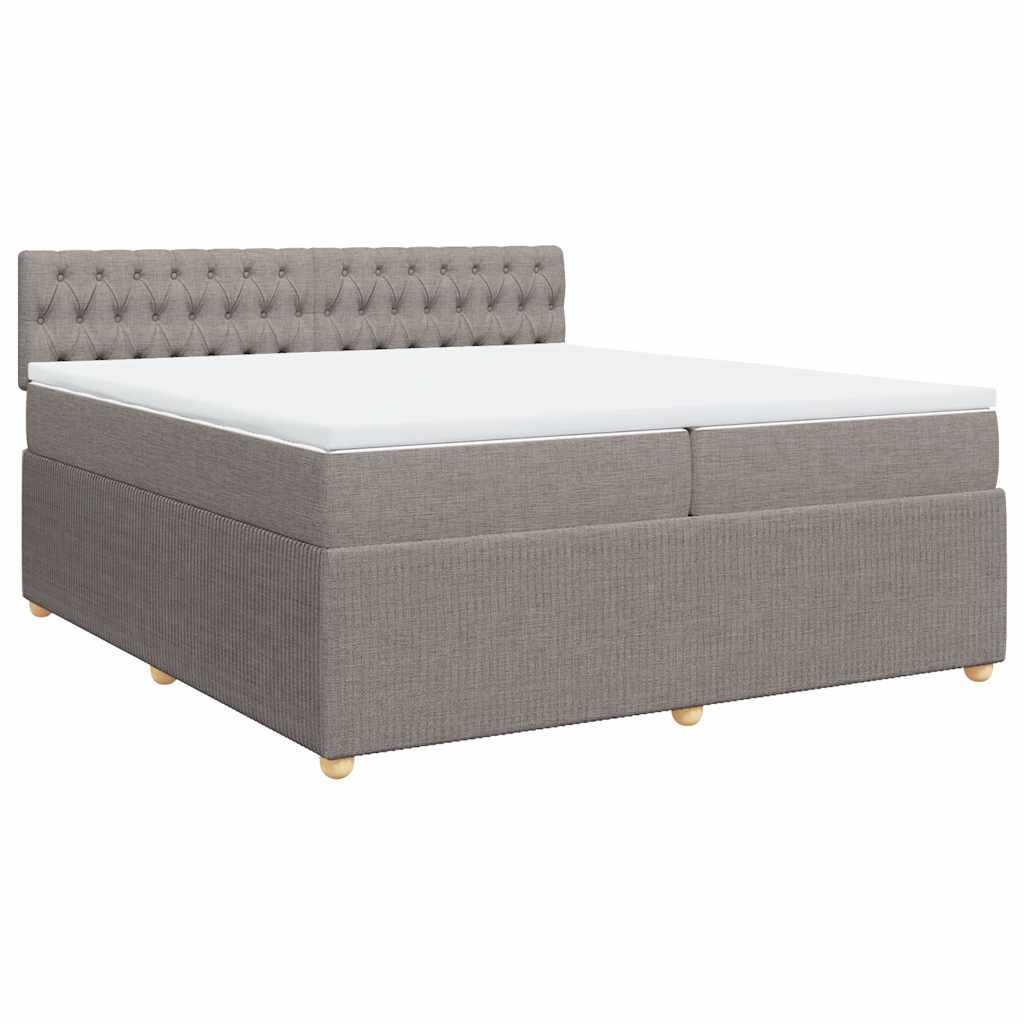 Cama com molas/colchão 200x200 cm tecido castanho-acinzentado