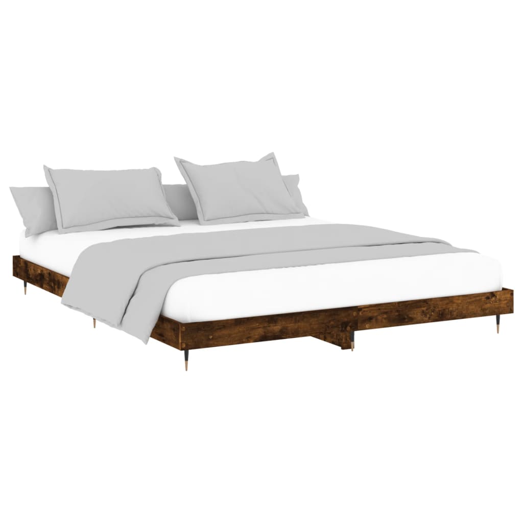 Estrutura de cama s/ colchão derivados madeira carvalho fumado