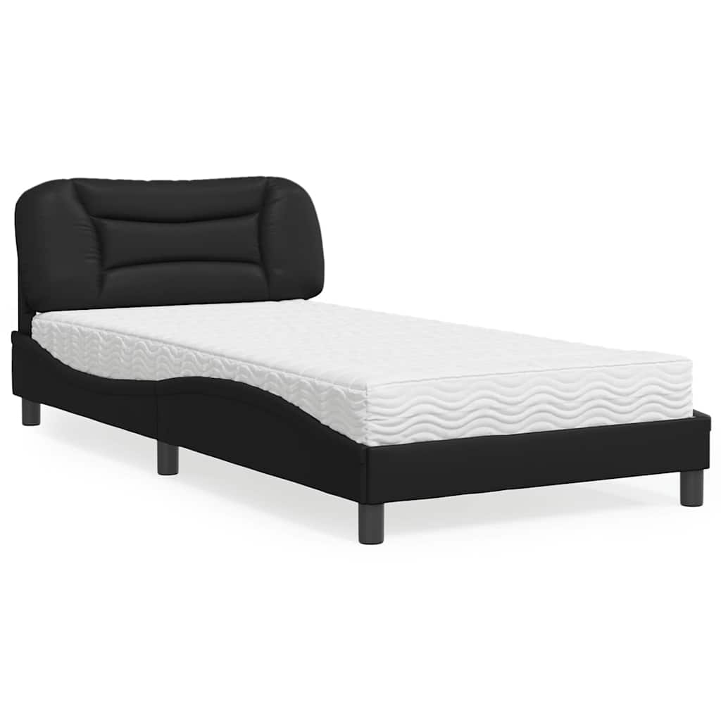 Cama com colchão hvar 100x200 cm couro artificial preto