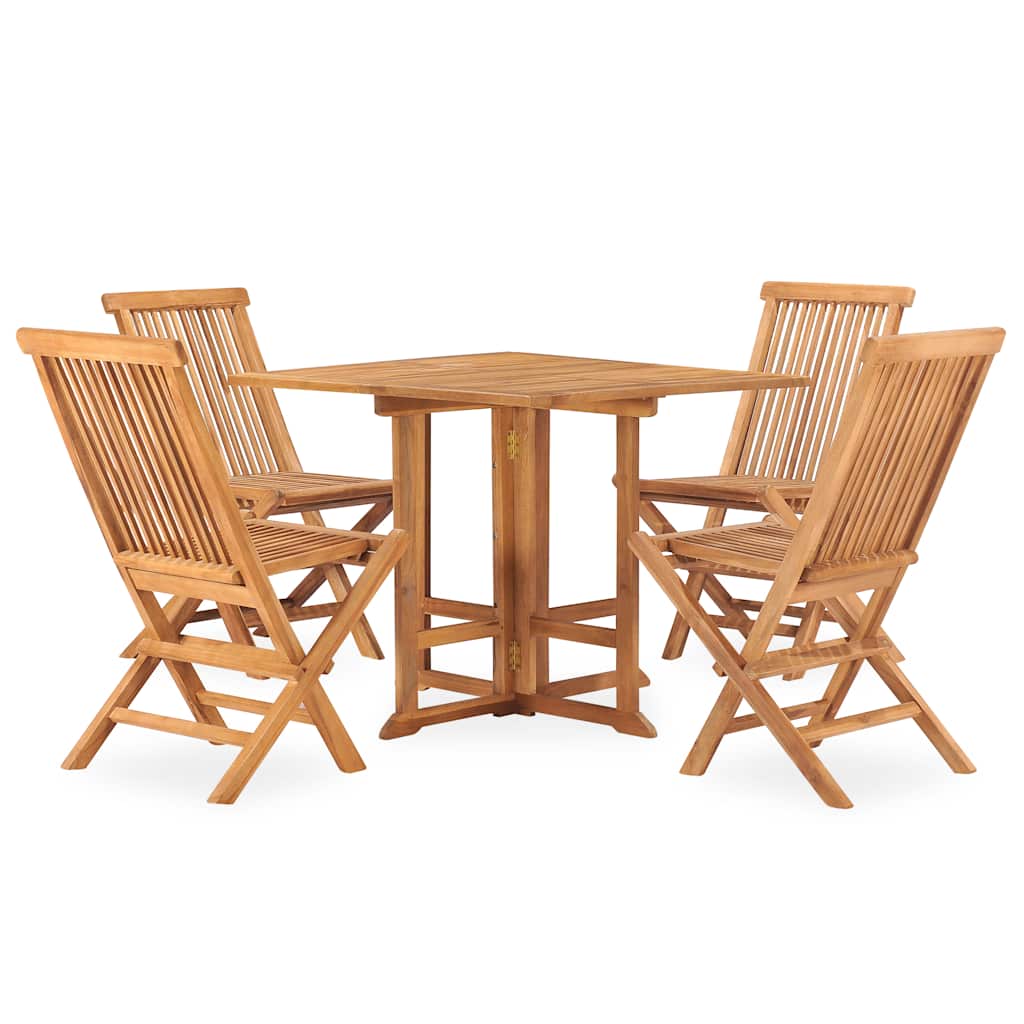 5 Pcs conjunto jantar dobrável p/ exterior madeira teca maciça