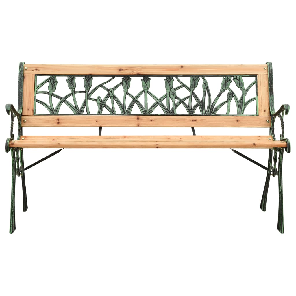 Banco de jardim 122 cm ferro fundido e madeira de abeto maciça