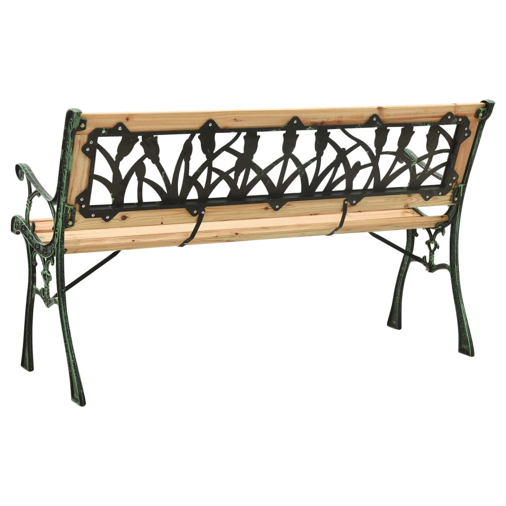 Banco de jardim 122 cm ferro fundido e madeira de abeto maciça