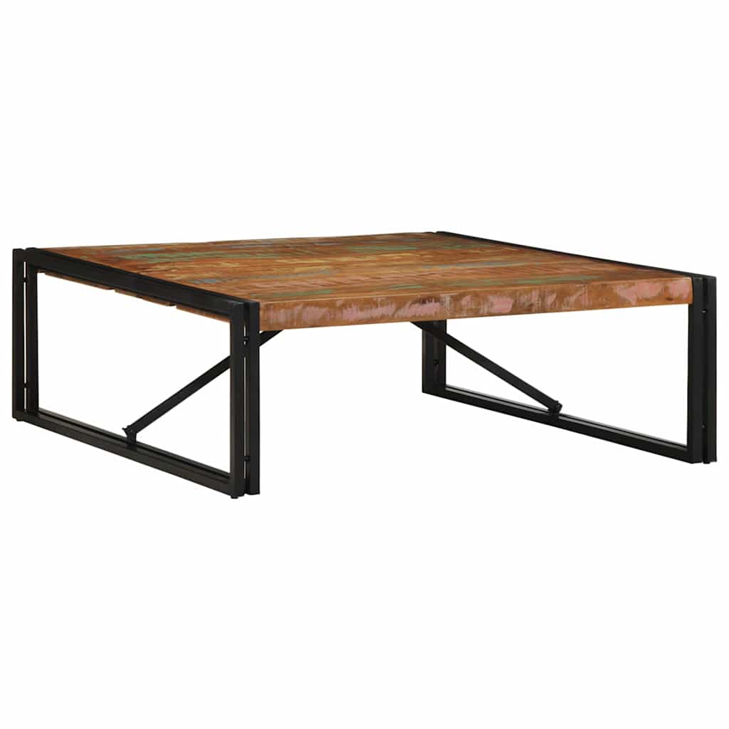 Mesa de centro multicor 100x100x35 cm madeira maciça recuperada