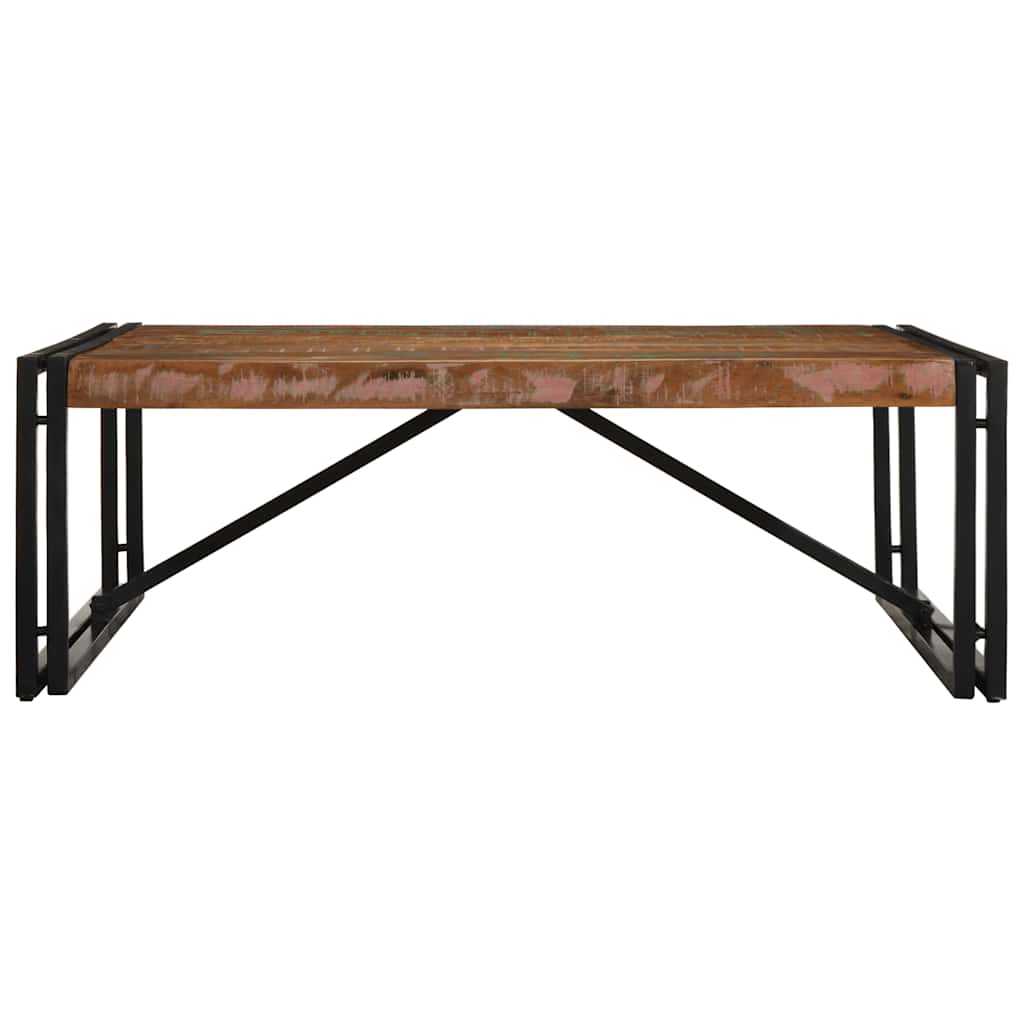 Mesa de centro multicor 100x100x35 cm madeira maciça recuperada