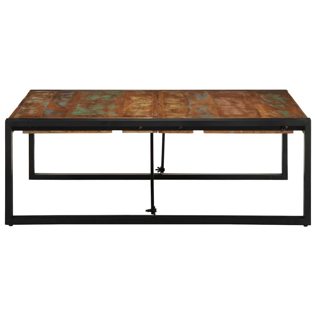 Mesa de centro multicor 100x100x35 cm madeira maciça recuperada