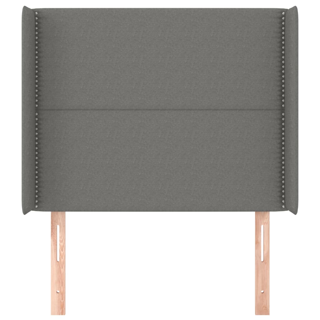 Cabeceira cama c/ abas tecido 103x16x118/128 cm cinzento-escuro