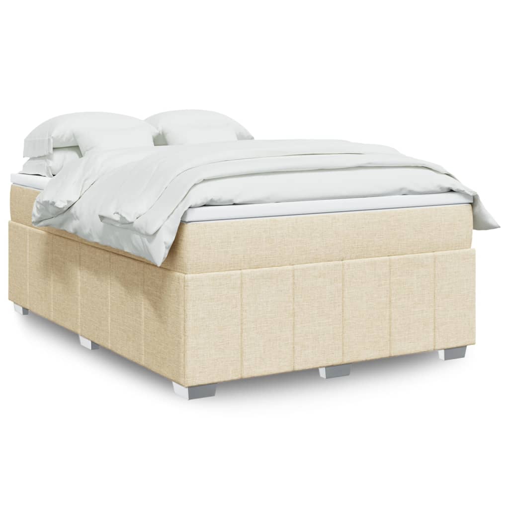 Cama com molas/colchão 160x200 cm tecido cor creme
