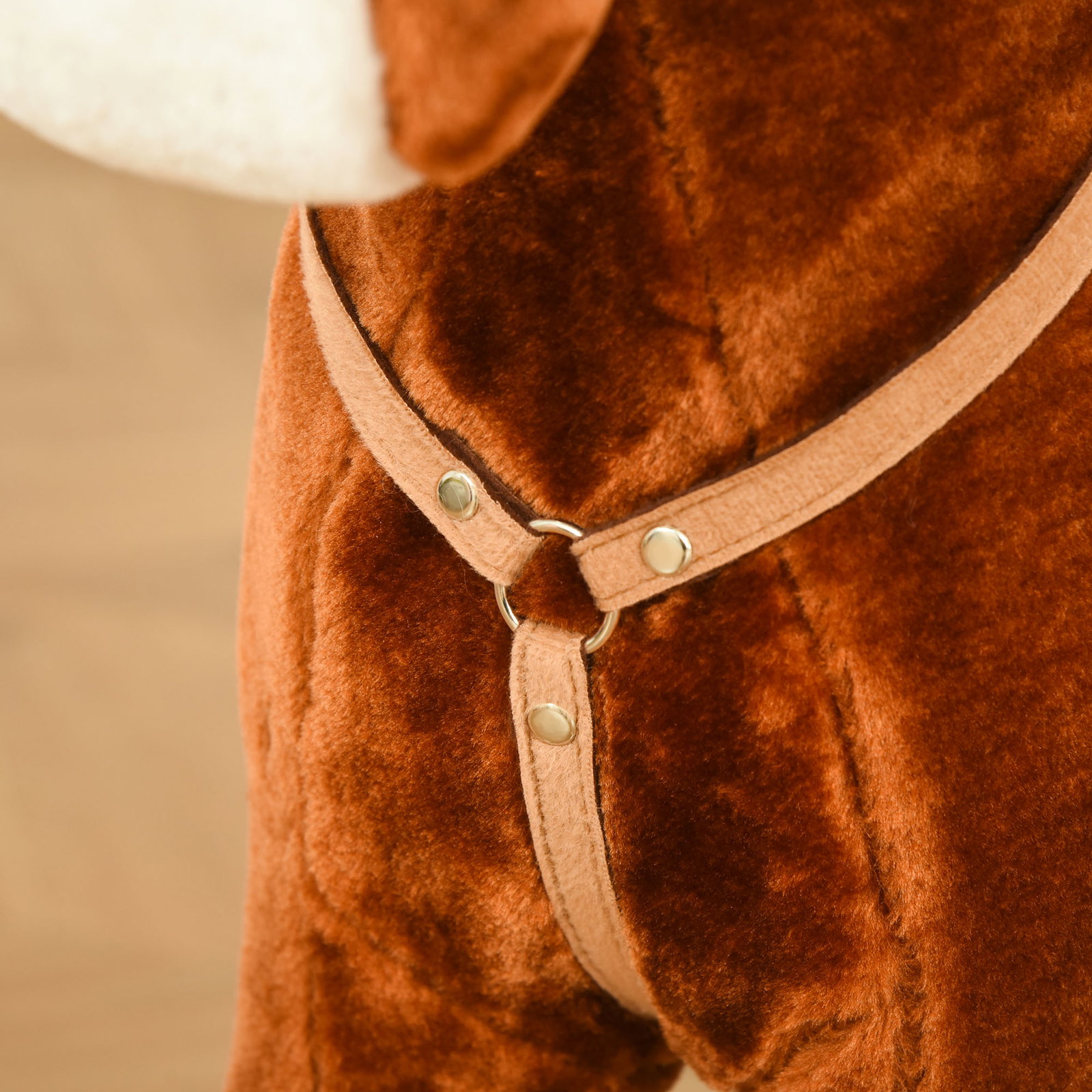 Cavalo baloiço de pelúcia para crianças entre 3-6 anos com sons de relincho 74x28x65 cm marrom