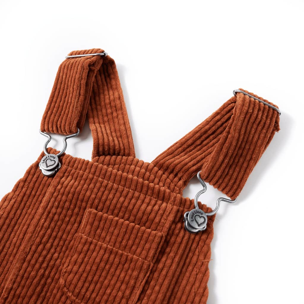 Vestido com peitilho para criança bombazina cor conhaque 116