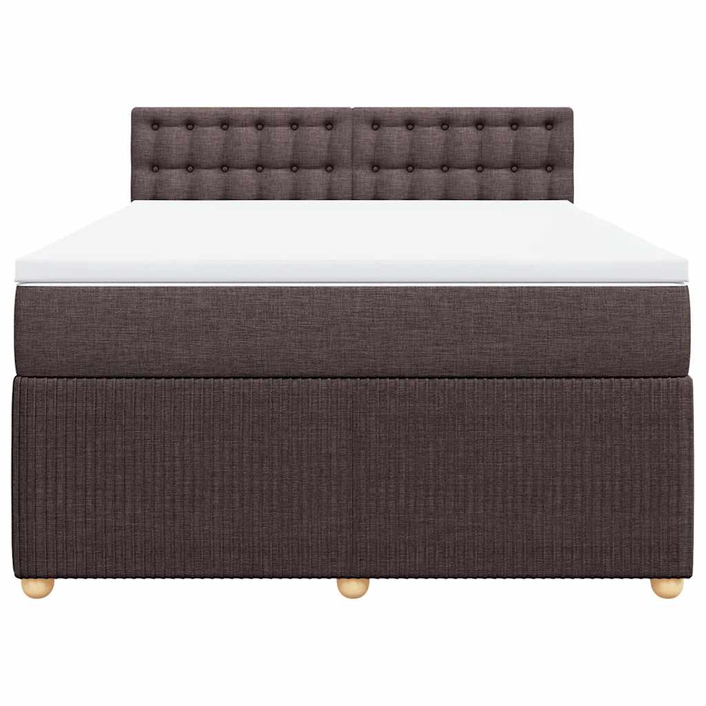 Cama com molas/colchão 160x200 cm tecido castanho-escuro