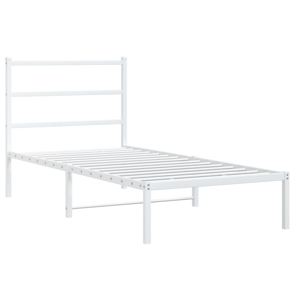 Estrutura de cama com cabeceira 90x190 cm metal branco
