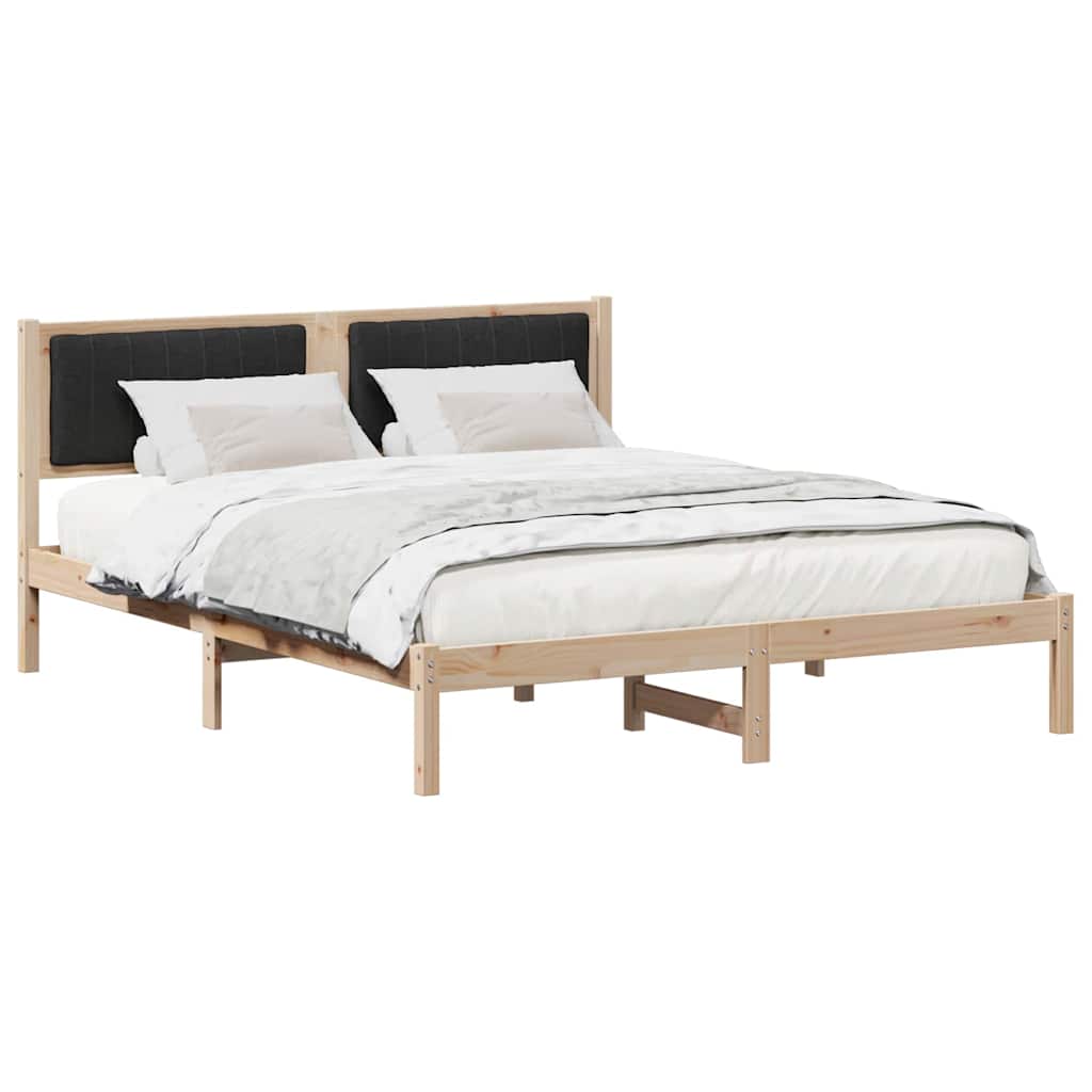 Estrutura de cama com cabeceira estofada preto 150 x 200 cm