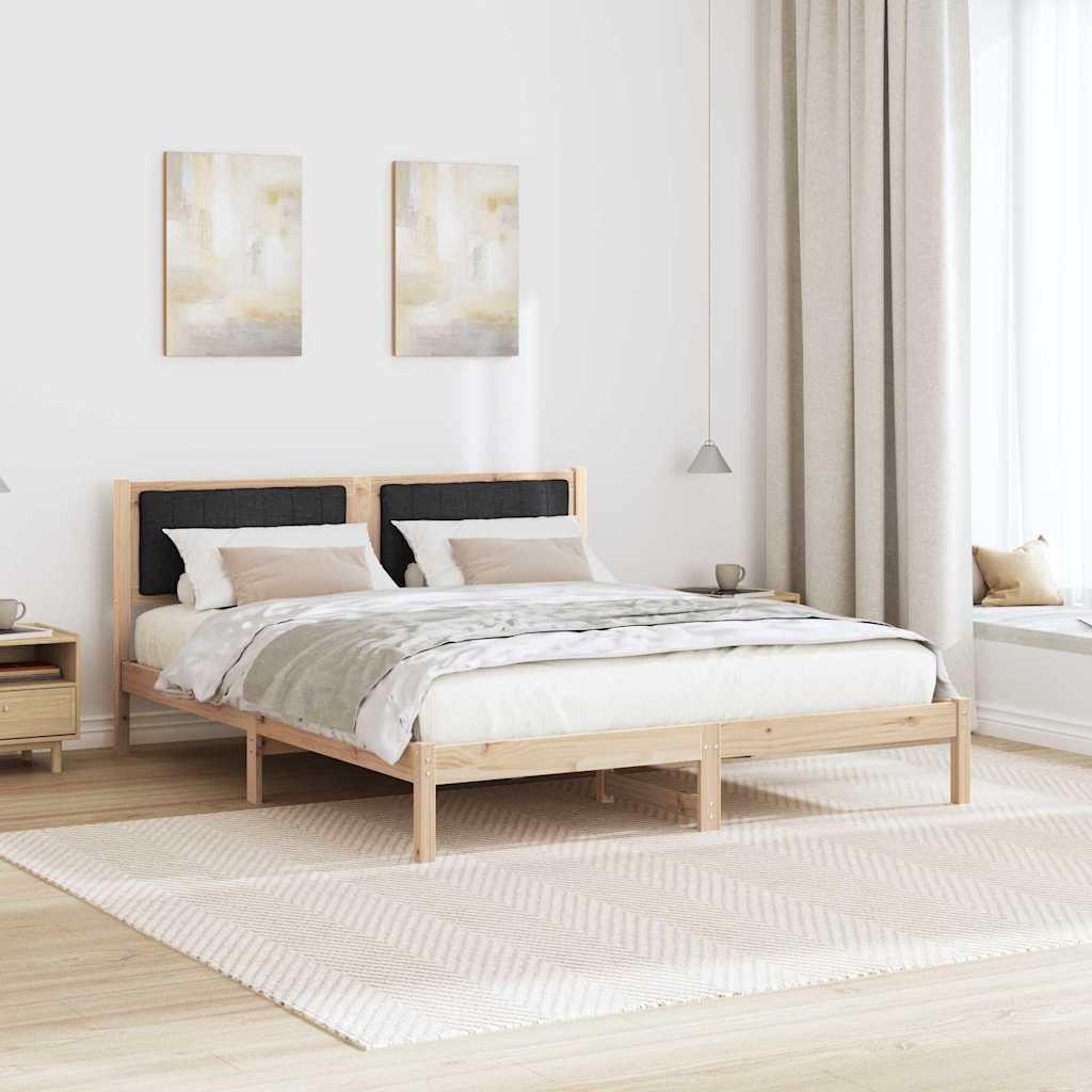Estrutura de cama com cabeceira estofada preto 150 x 200 cm