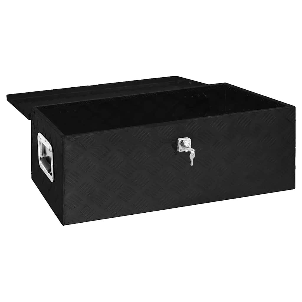 Caixa de arrumação 80x39x30 cm alumínio preto