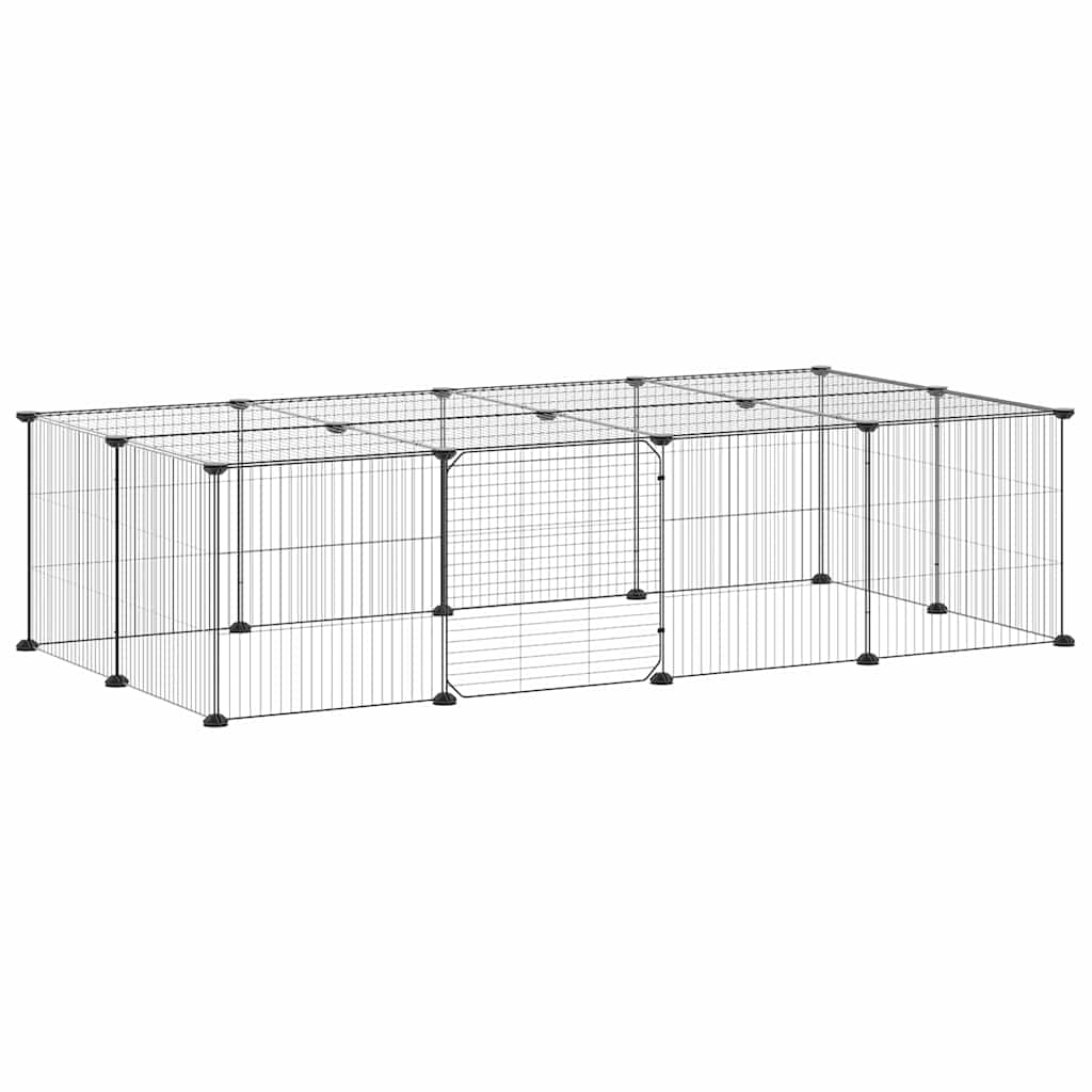 Gaiola p/ animais de 20 painéis c/ porta 35x35 cm aço preto