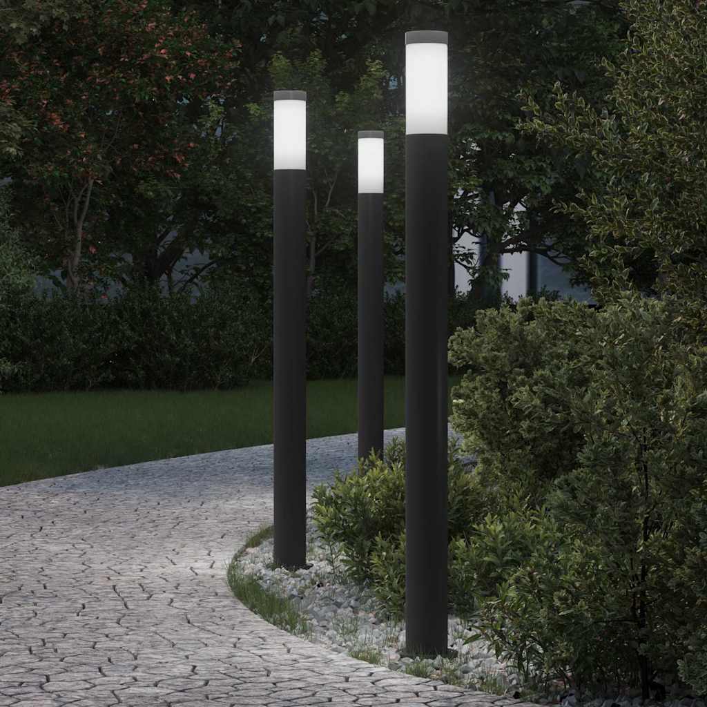 Luminárias de balizador, 3 peças, 110 cm, aço inoxidável, IP44